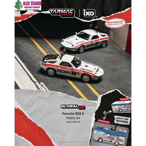 Tarmac Works Global 64  - Porsche 928 S Safety Car (Possible Chase Supplied) - (PRE-ORDER)