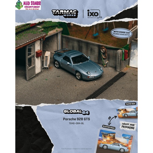 Tarmac Works Collab 64 & IXO - Porsche 928 GTS Blue Metallic (Possible Chase Supplied) - (PRE-ORDER)