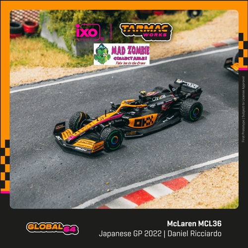 Tarmac Works 1/64 Global 64 - McLaren MCL36 Japanese Grand Prix 2022 Daniel Ricciardo