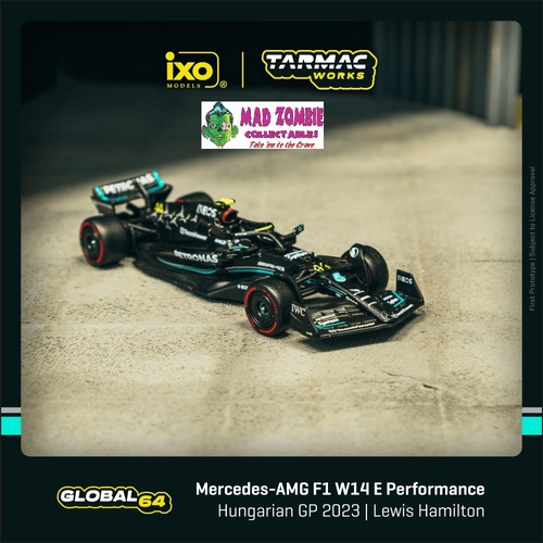 Tarmac Works Global 64 - Mercedes-AMG F1 W14 E Performance Hungarian Grand Prix 2023 Pole Position Lewis Hamilton (PRE-ORDER)
