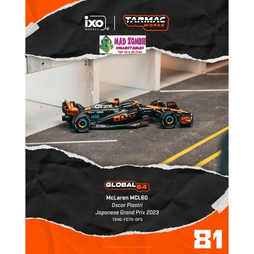 Tarmac Works Global 64 -McLaren MCL60 Japanese Grand Prix 2023 Oscar Piastri - (PRE-ORDER)