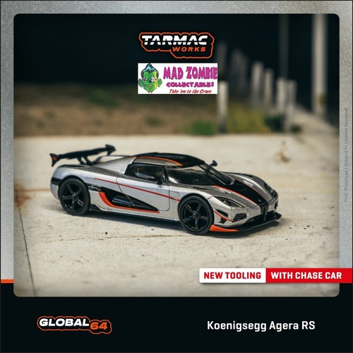 Tarmac Works Hobby 64 1/64 Scale - Koenigsegg Agera RS Moon Silver / Black  (PRE-ORDER)