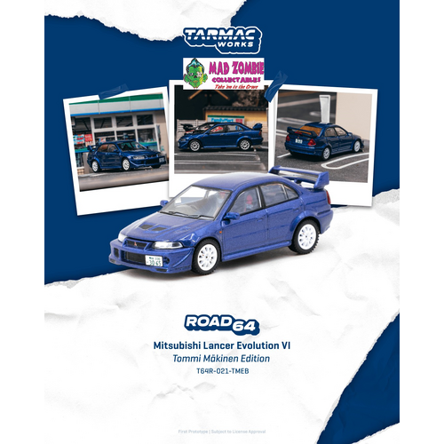 Tarmac Works Hobby 64 - Mitsubishi Lancer Evolution VI Tommi Mäkinen Edition Blue - (PRE-ORDER)