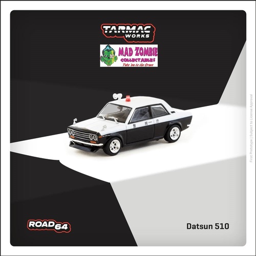 Tarmac Works Hobby 64 1/64 Scale - Datsun 510 Police Car (PRE-ORDER)