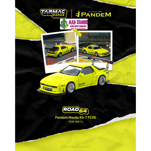 Tarmac Works Hobby 64 - Pandem Mazda RX-7 FC3S Yellow - (PRE-ORDER)