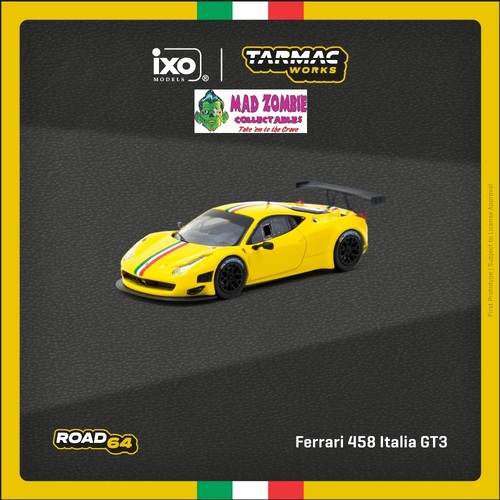 Tarmac Works Hobby 64 - Ferrari 458 Italia GT3 Yellow (PRE-ORDER)