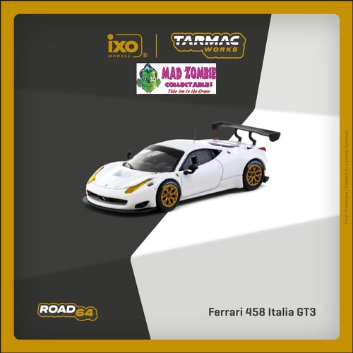 Tarmac Works Hobby 64 1/64 Scale - Ferrari 458 Italia GT3 White  (PRE-ORDER)
