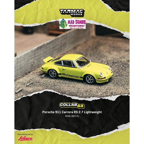 Tarmac Works Global 64 - Porsche 911 Carrera RS 2.7 Lightweight Yellow - (PRE-ORDER)