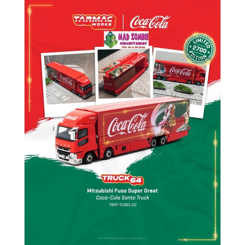 Tarmac Works Hobby 64 - Mitsubishi Fuso Super Great Coca-Cola Santa Truck - (PRE-ORDER)