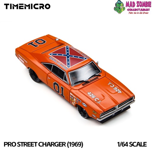 Time Micro 1/64 - Dukes of Hazzard Inspired Pro Street Charger (1969) - General Lee Racing (Limited to 999 Pieces World Wide) - (Pre-Order)
