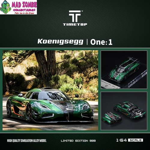 Time Top 1/64 - Koenigsegg one1 - Green - Gift Box Edition (Limited to 999 Pieces World Wide) - PRE-ORDER