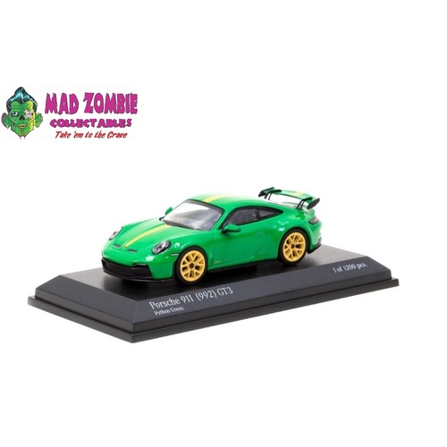 Tarmac Works x Minichamps Collab 1/64 - Python Green Porsche 911 (992) GT3 Mini Champs (Limited to 1200 Pieces World Wide)